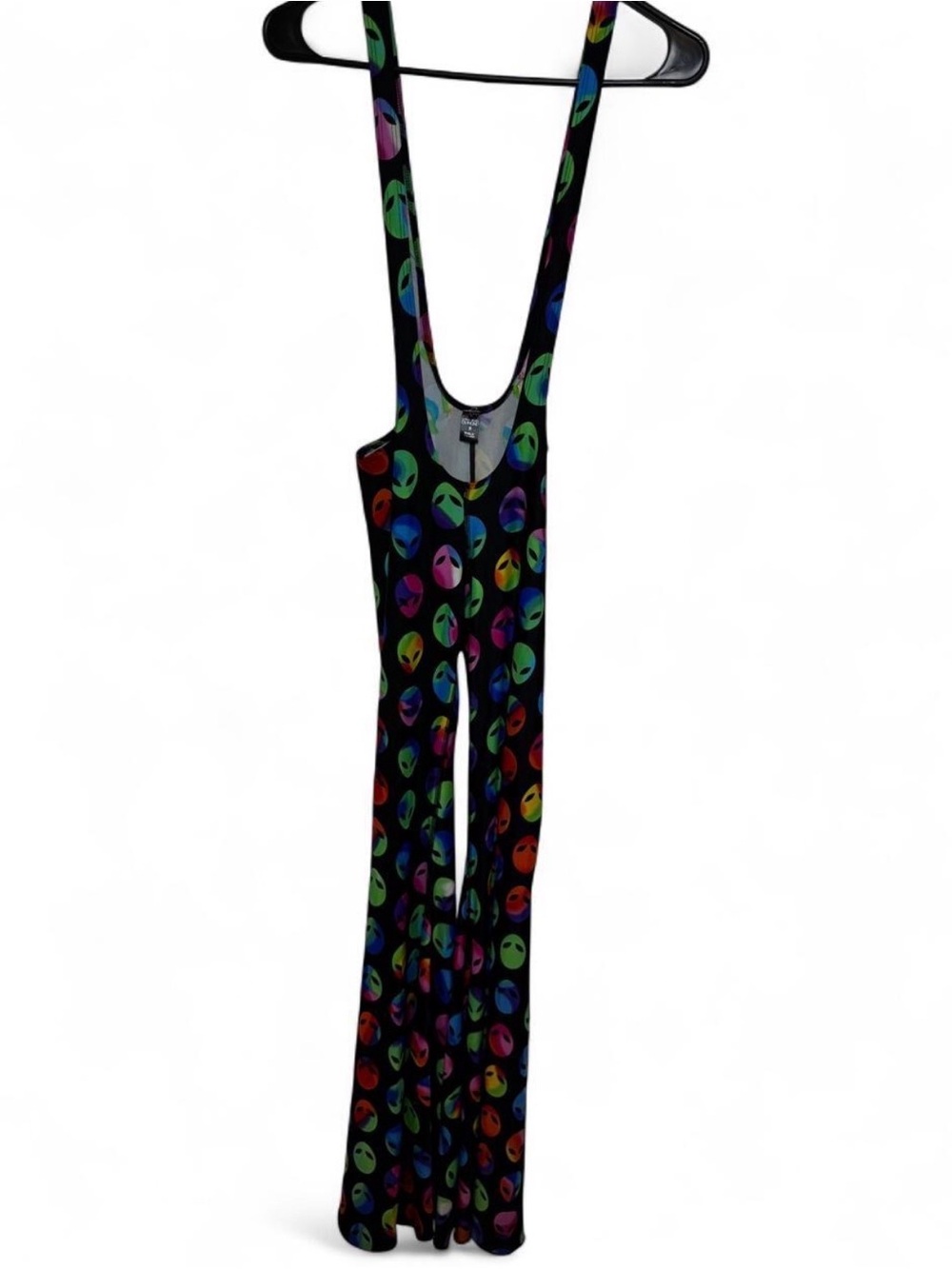 Little Black Diamond Alien Rainbow Bell Bottom Overalls Festival Flare Pants S